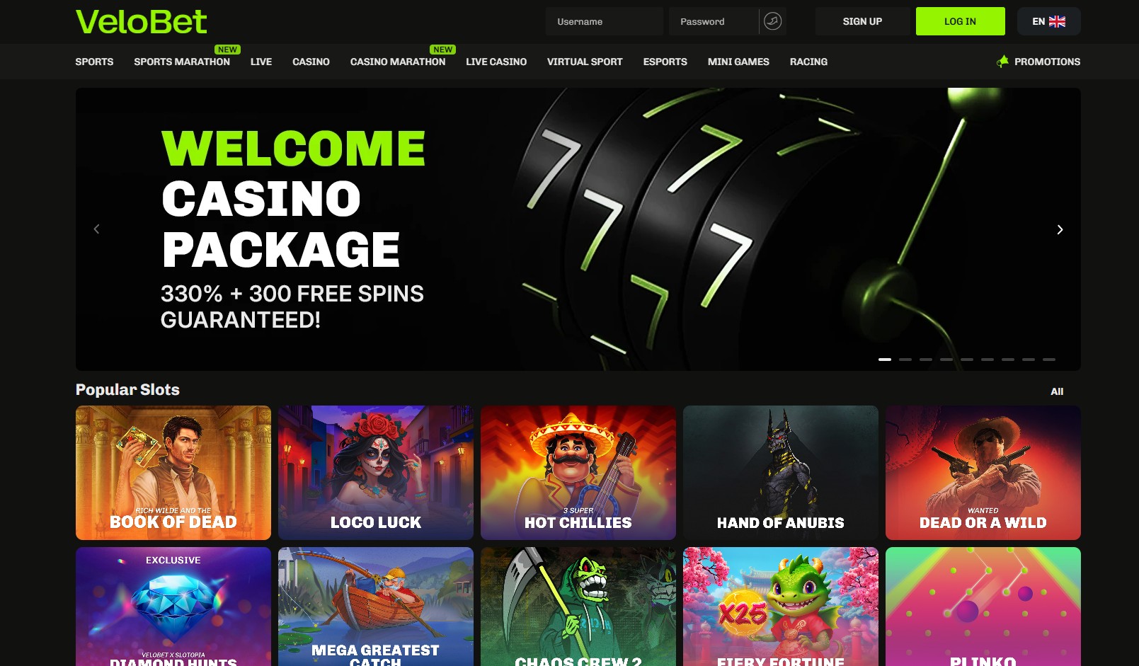 velobet casino homepage
