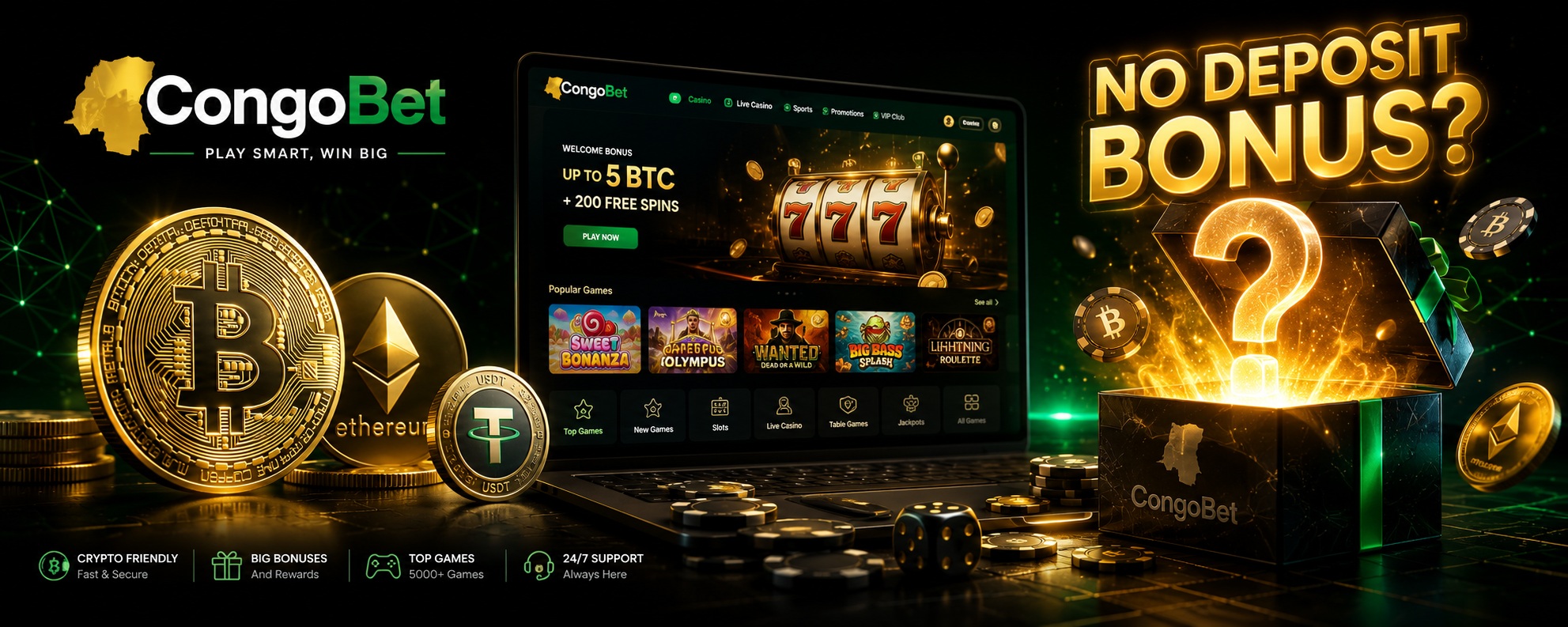 CongoBet Crypto Casino No Deposit Bonus Offer - True or Not ?