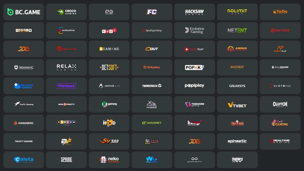 BC.Game full list of software providers