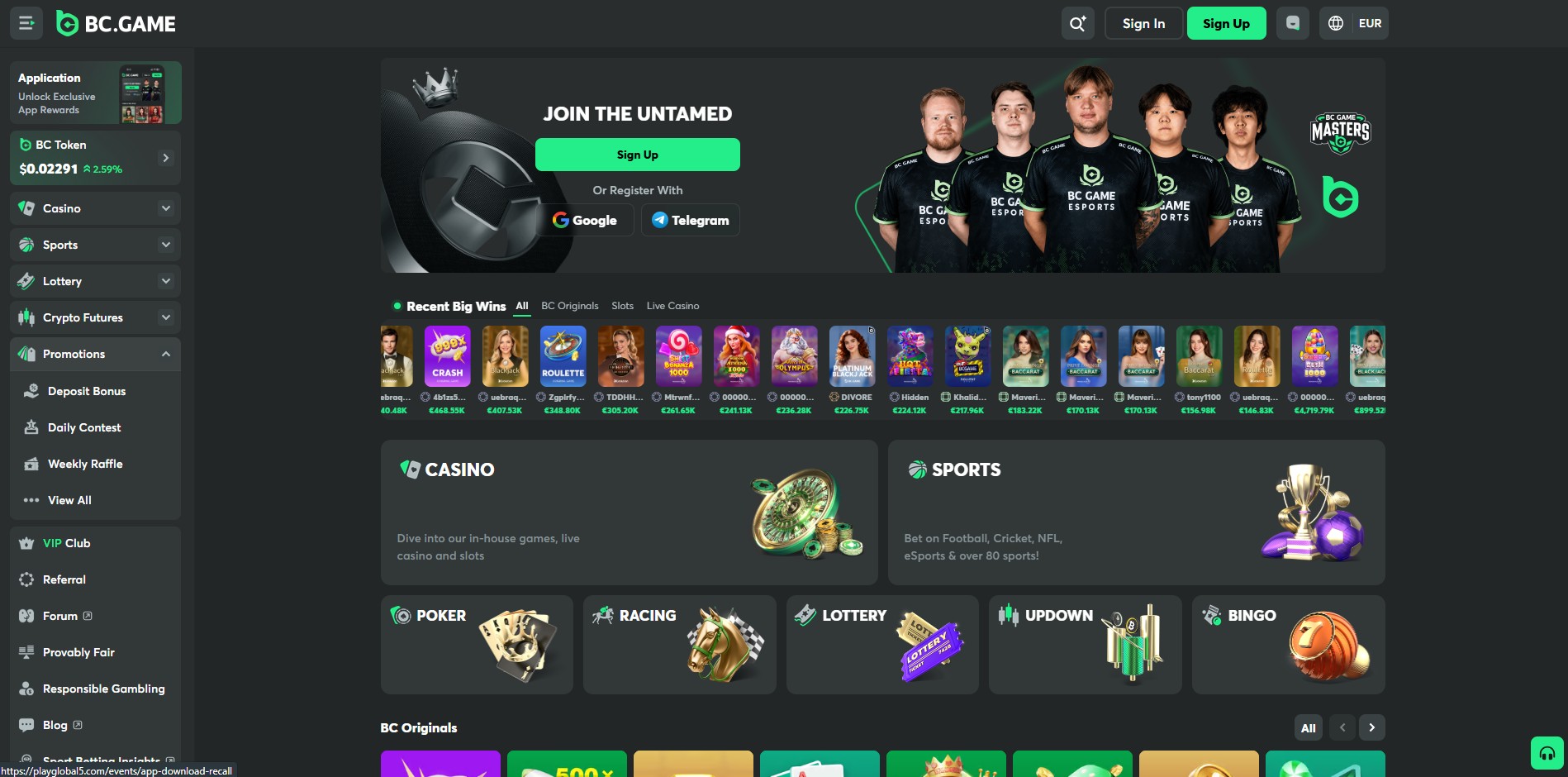 BC.Game homepage